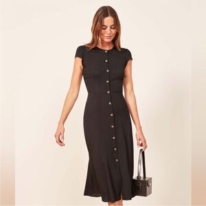 NWT The Reformation Fauna Elegant Black Button-Down Dress 4
